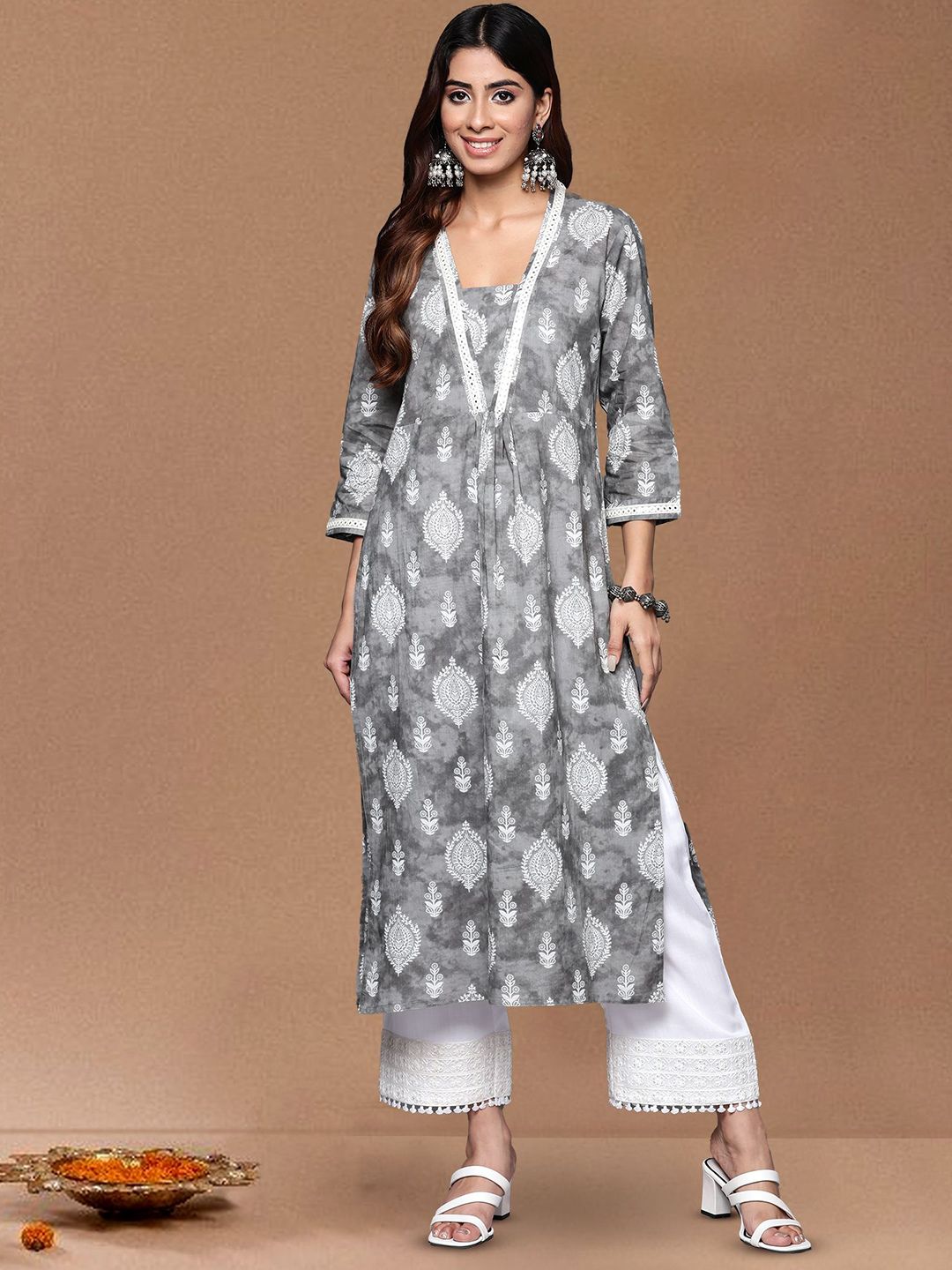 all about you Women Ethnic Motifs Printed Screen Print Daily Cotton A-Line Kurta