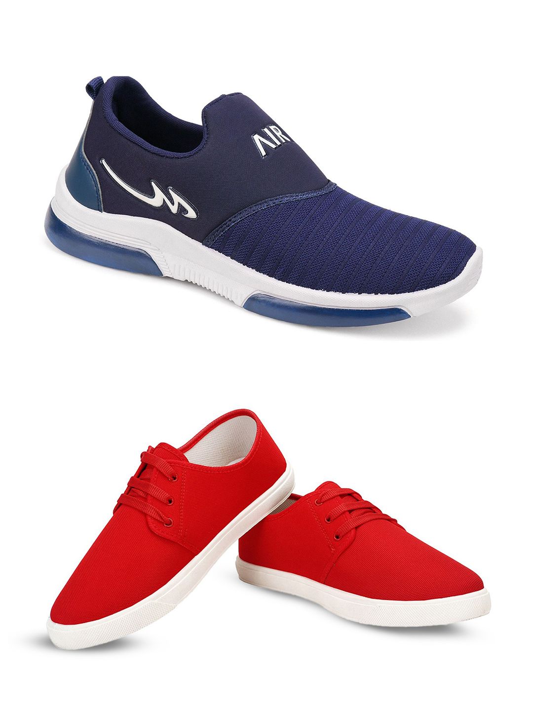 Spotwalk Men Pack of 2 Slip-On Round Toe Running Shoes