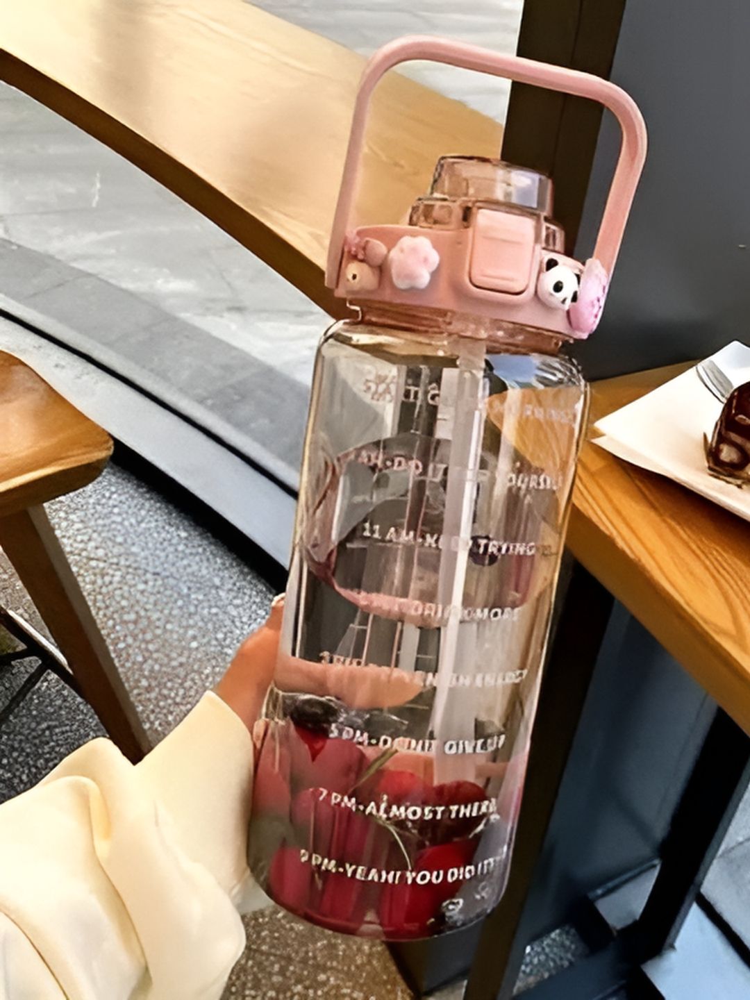 Virtuous Pink & Transparent Typography Printed Spill Proof Sipper Water Bottle 2000 ml
