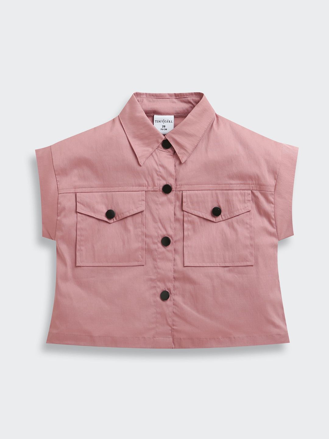 Tiny Girl Extended Sleeves Shirt Style Crop Top