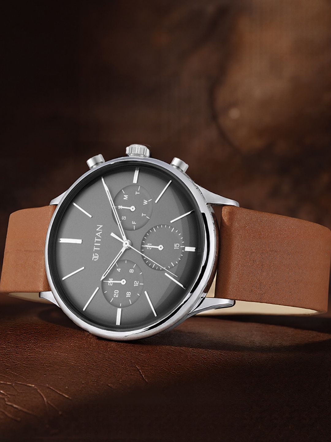 Buy Titan Light Leathers Multifunction Analog With Anthracite Dial