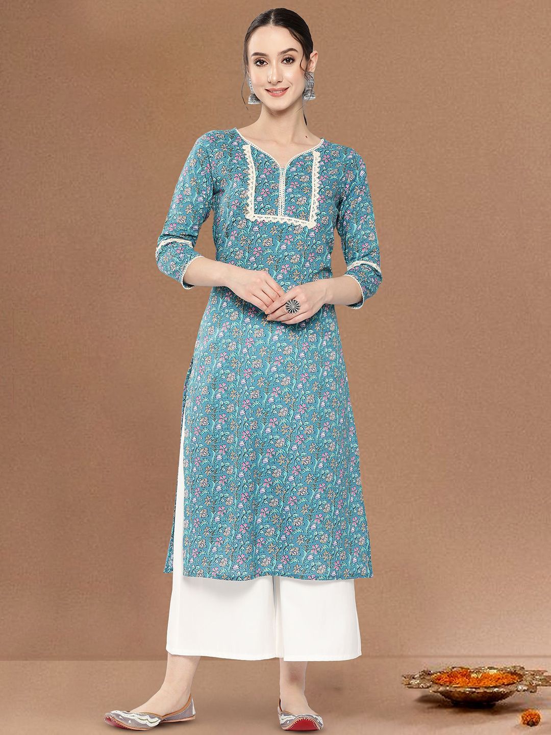 all about you Women Floral Printed Cotton Kurta