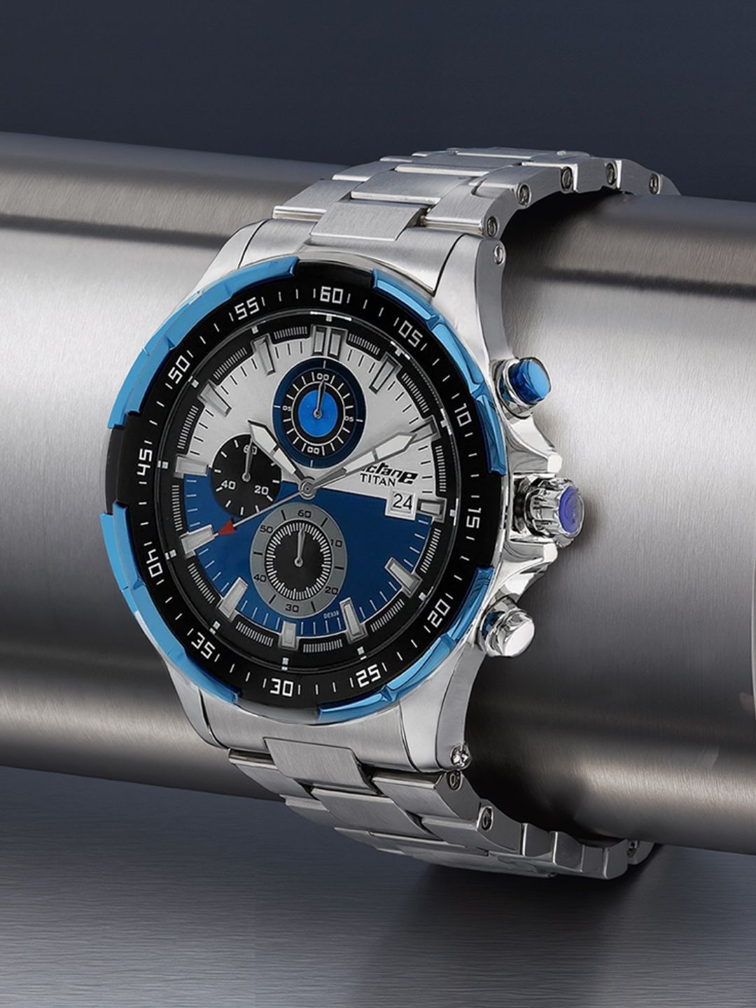 Titan Titan Octane Chronograph Analog Two Toned Blue & White Dial Watch For Men - Nt90044km03