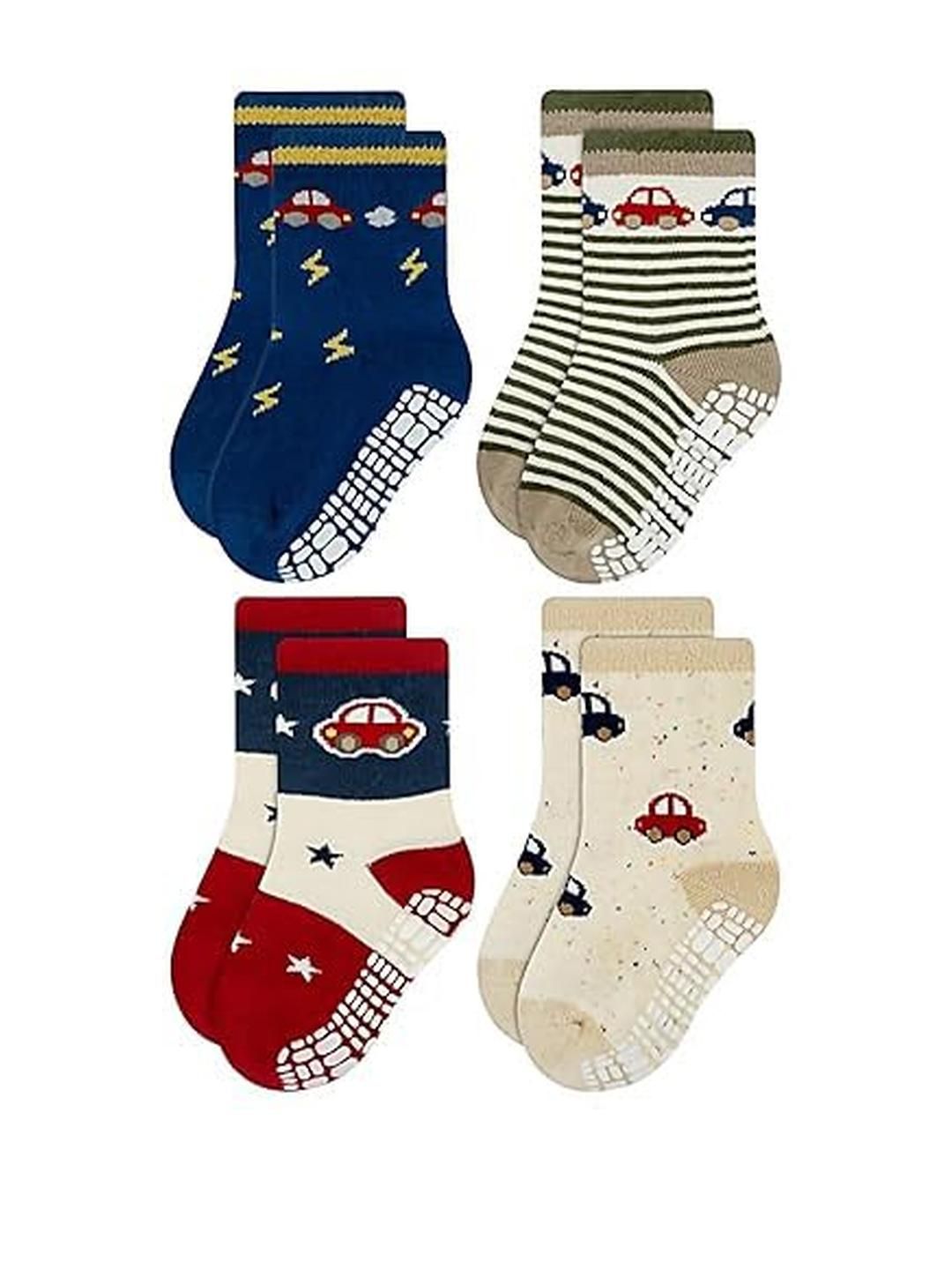 Teri Beri Unisex Kids Pack of 4 Non Slip With Grip Ankle Socks