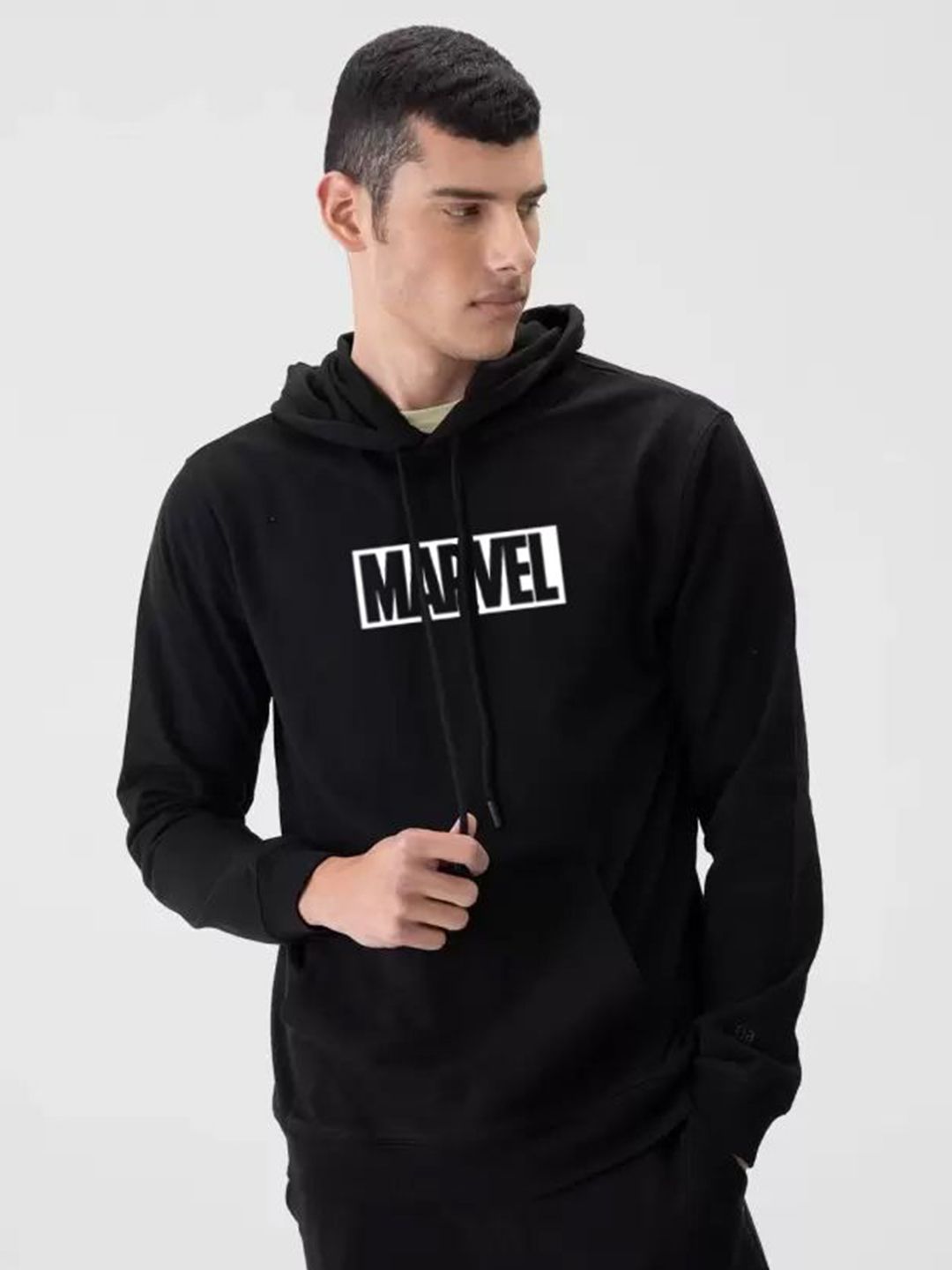 Organic Chics Men Marvel Printed Therma-Fit Hooded Sweatshirt
