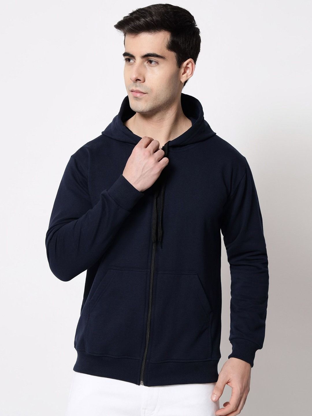 The Roadster Lifestyle Co. Men Solid Full Sleeve Casual Zipper Hoodie Sweatshirts