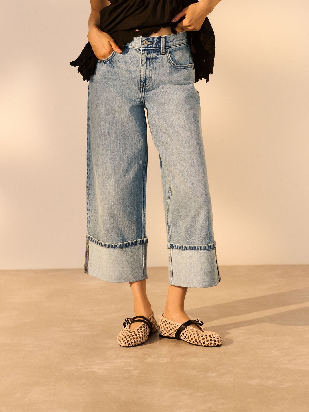 Pure Cotton Heavy Fade Cropped Jeans