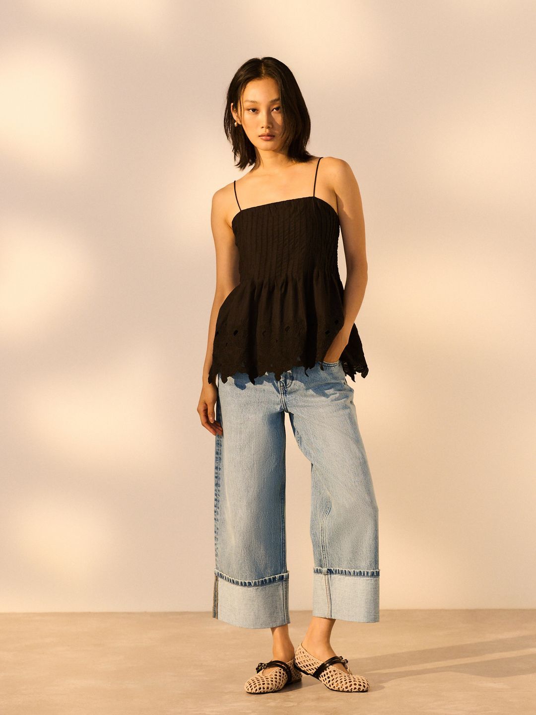 Pure Cotton Heavy Fade Cropped Jeans
