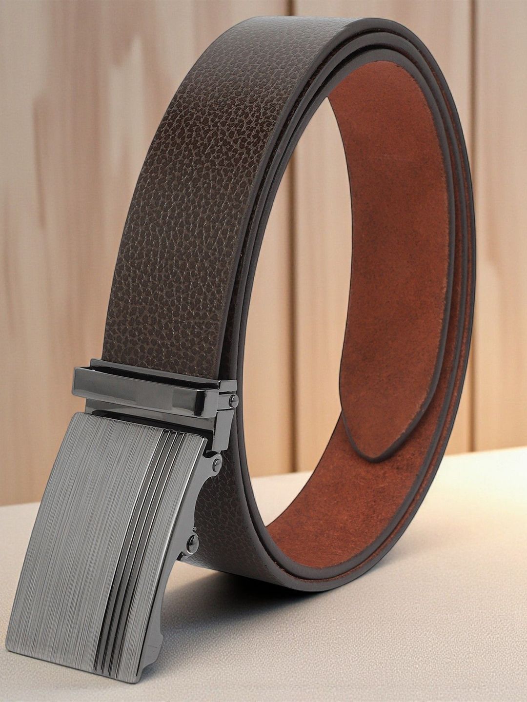 The Roadster Lifestyle Co Men Textured Genuine Leather Formal Belt