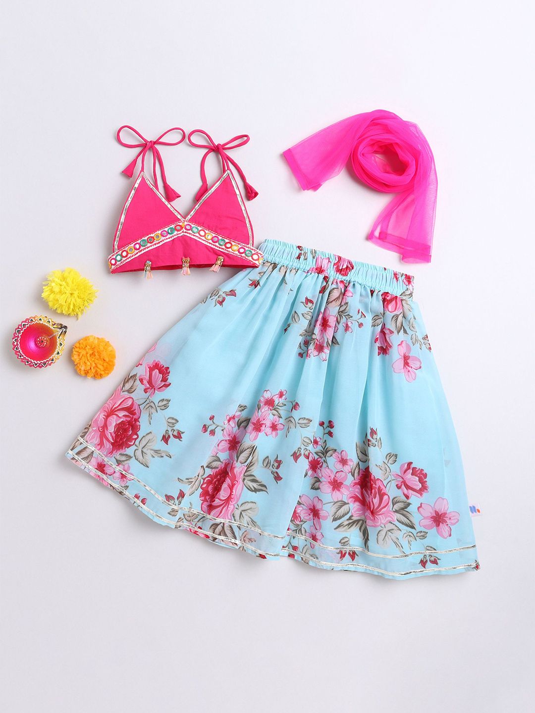MANY FROCKS & Girls Embellished Ready to Wear Lehenga Blouse With Dupatta