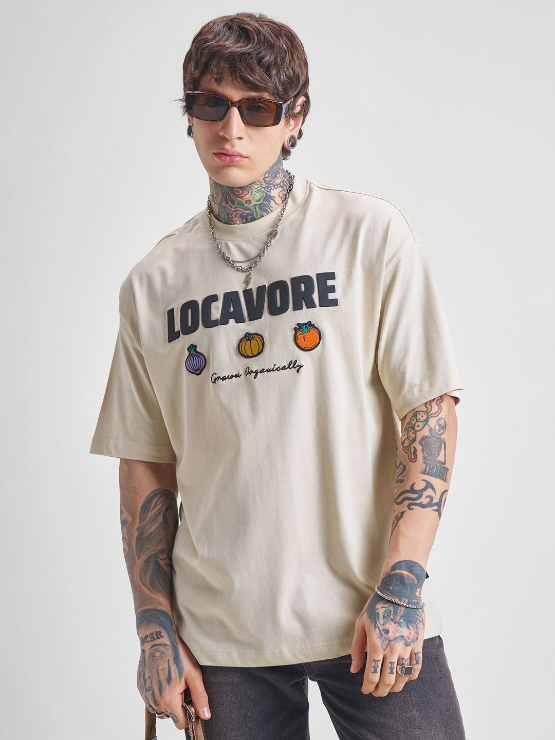 HIGHLANDER Men Typography Printed Round Neck Cotton Oversized T-shirt