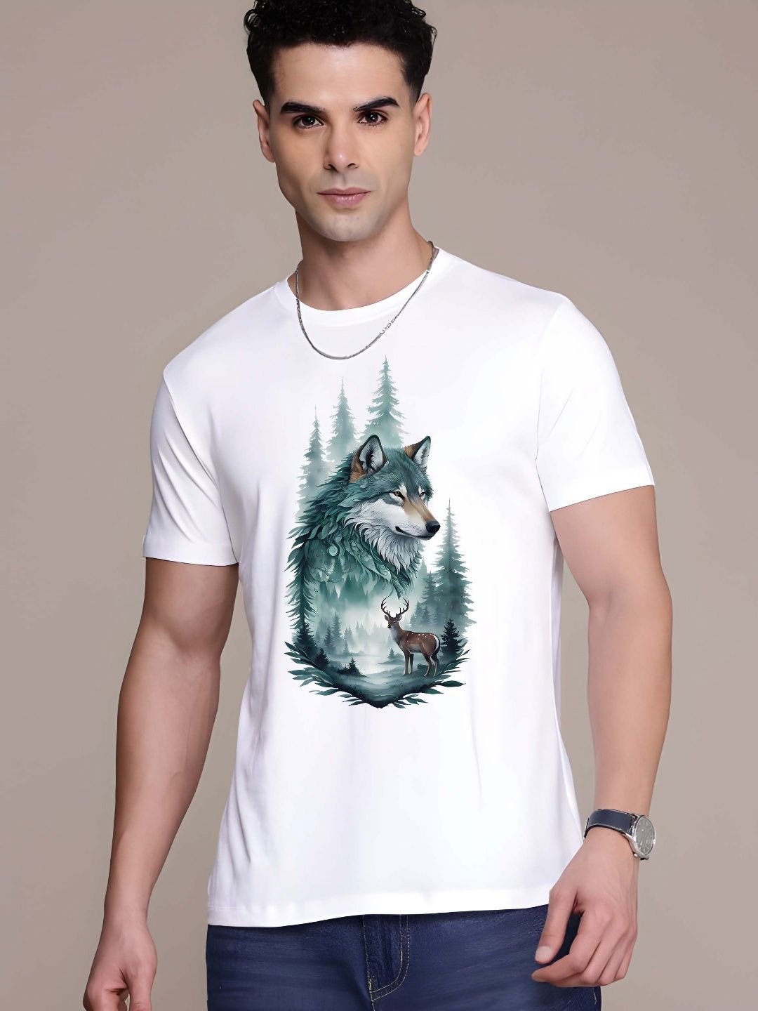 KAIDO Graphic Printed Round Neck Cotton T-shirt
