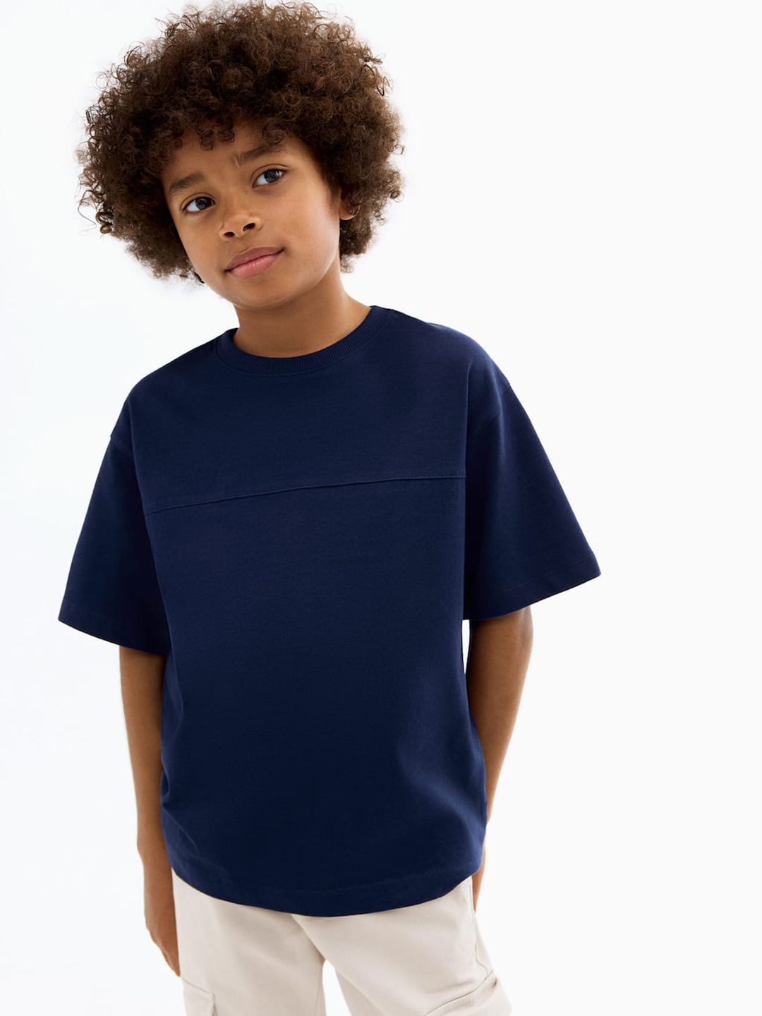 Mango Kids Boys Drop-Shoulder Sleeves Pure Cotton T-Shirt