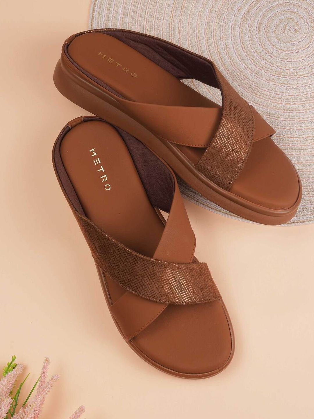 Metro Women Textured Platform Open Toe Heels Sandals