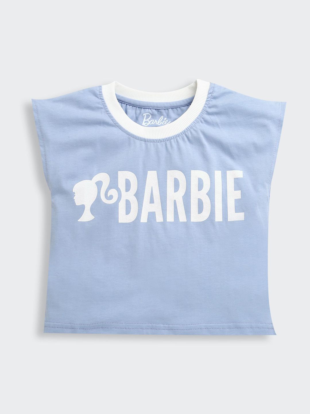 Tiny Girl Barbie Printed Extended Sleeves Cotton Crop Top
