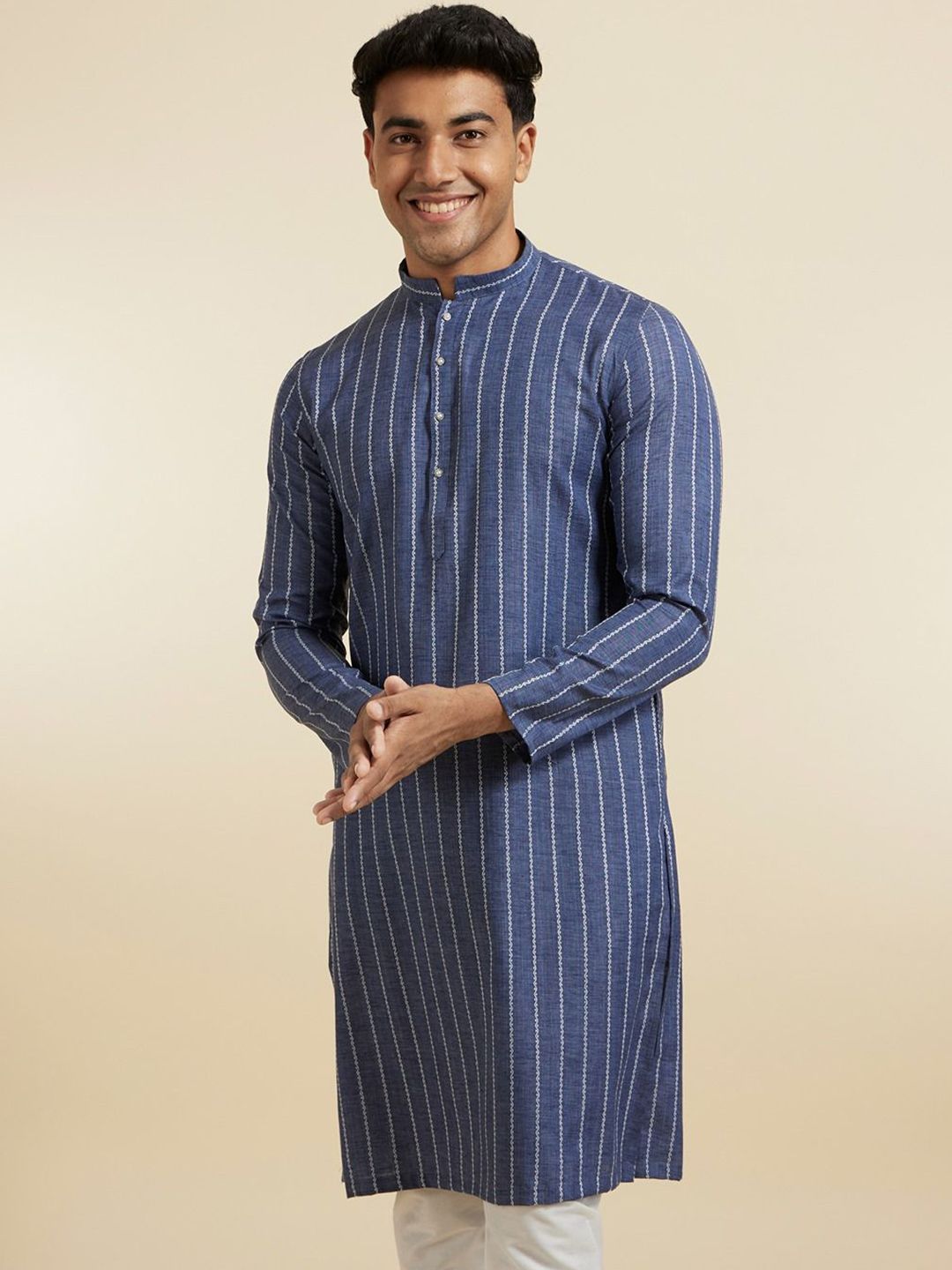 Diwas by Manyavar Men Striped Festive Straight Kurta