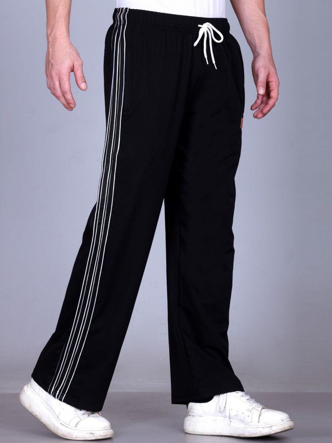 HVBK Men Straight Fit Mid-Rise Side Stripes Track Pants
