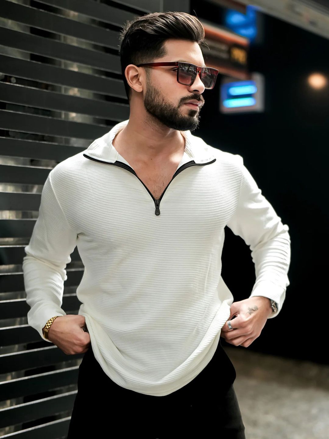 Kushi Flyer Men Solid V-Neck Cotton T-shirt