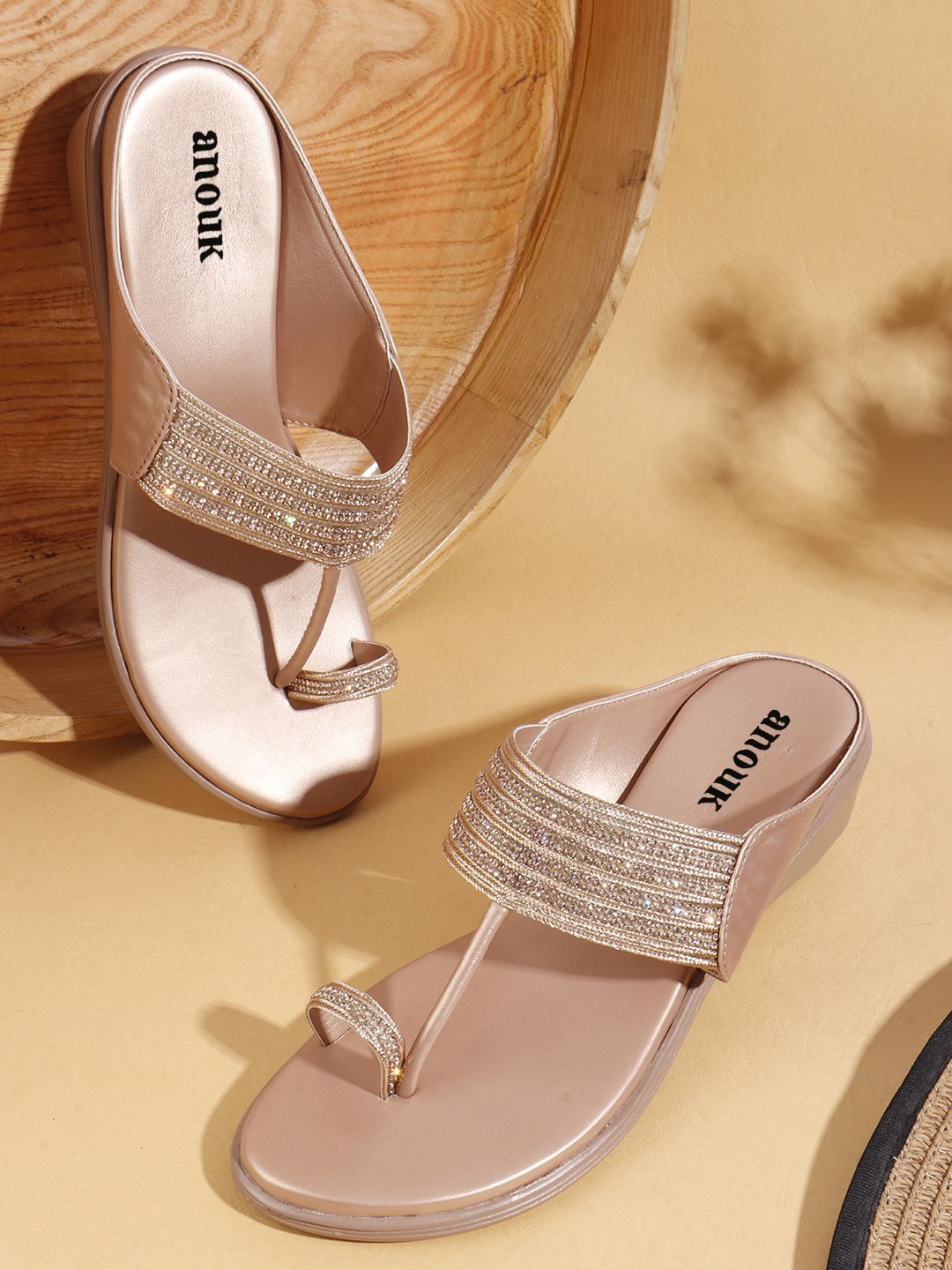 Anouk Women Embellished One Toe Wedge Heel Sandals