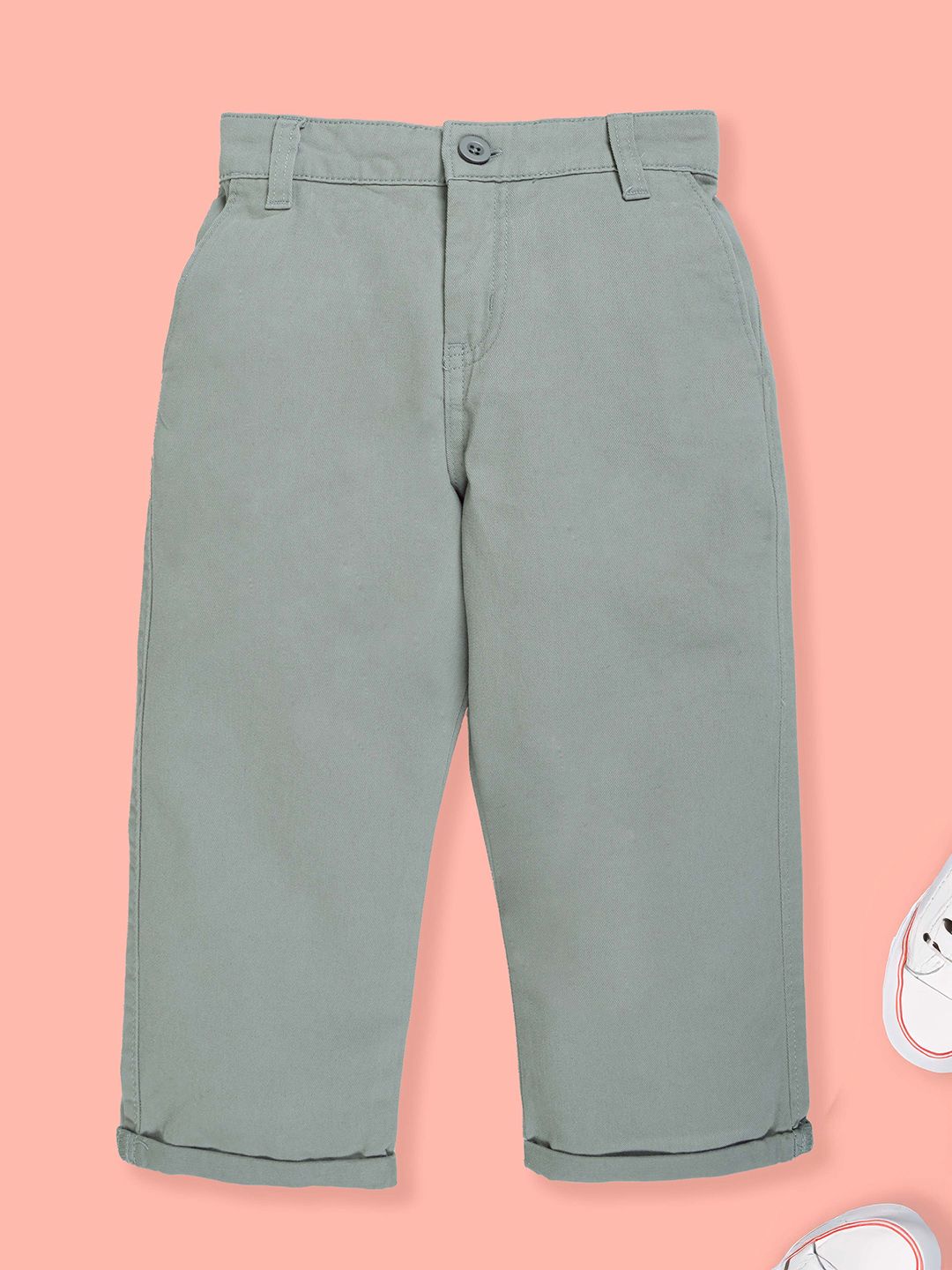 KiddoPanti Boys Textured Straight Fit Chinos Trousers