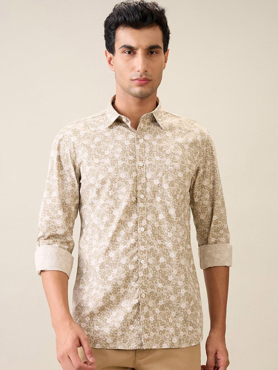 Parx Parx Floral Printed Spread Collar Pure Cotton Slim Fit Shirt
