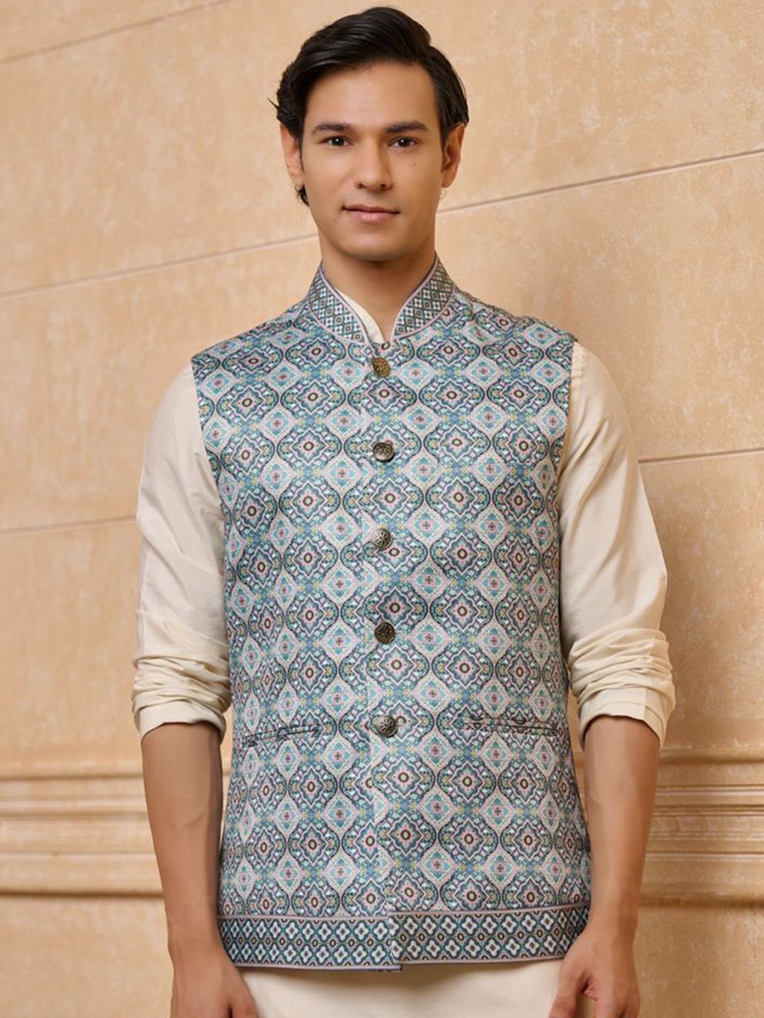 Tasva Printed Woven Nehru Jacket