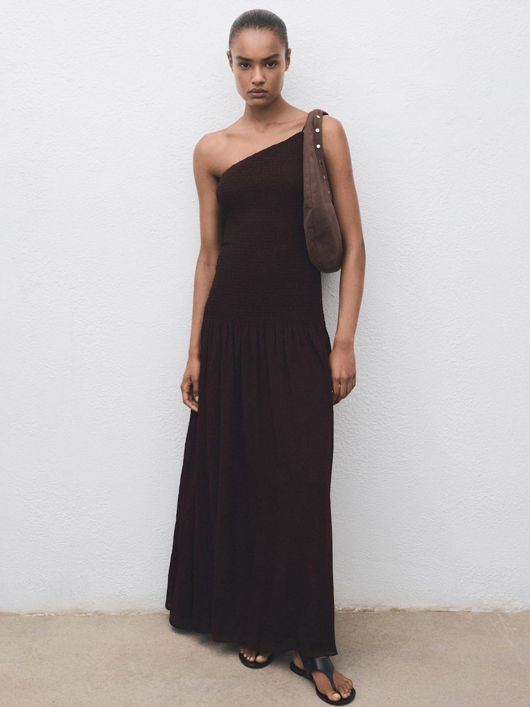 One Shoulder Drop-Waist Maxi Dress