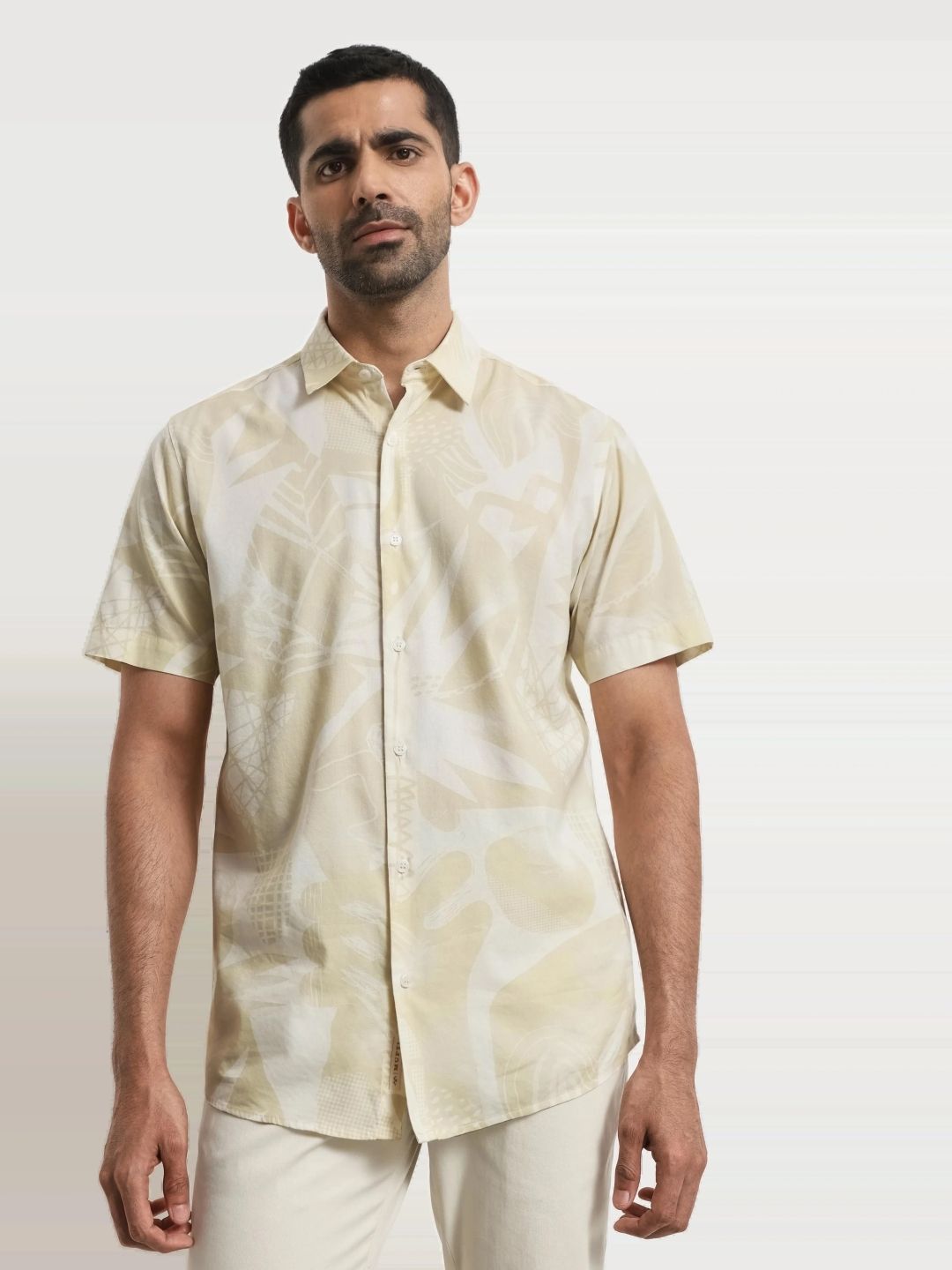 Mufti Mufti Slim Fit Floral Printed Cotton Shirt