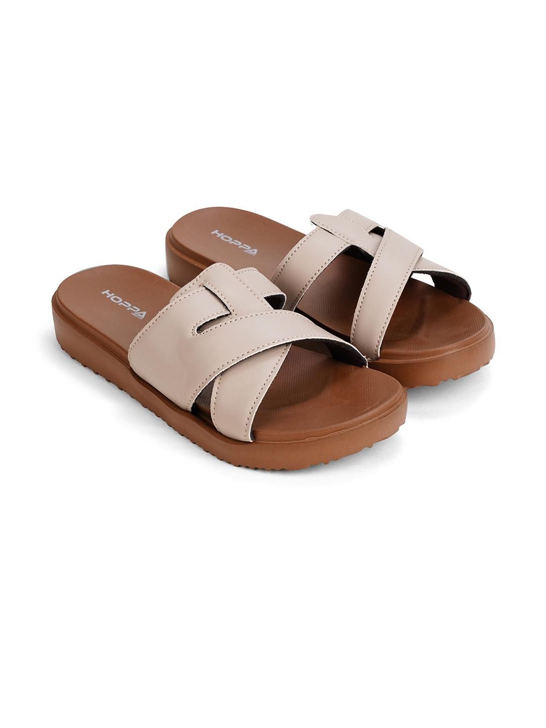 DressBerry x Hoppa DressBerry x Hoppa Women Brown Solid Flip-Flops Casual Sliders