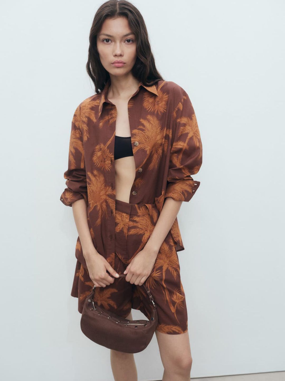 Tropical Print Oversized Casual Shirt