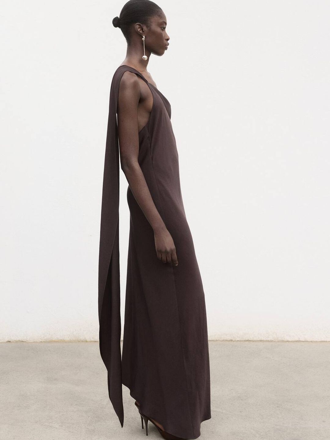 Draped Asymmetric Styled Back Dress