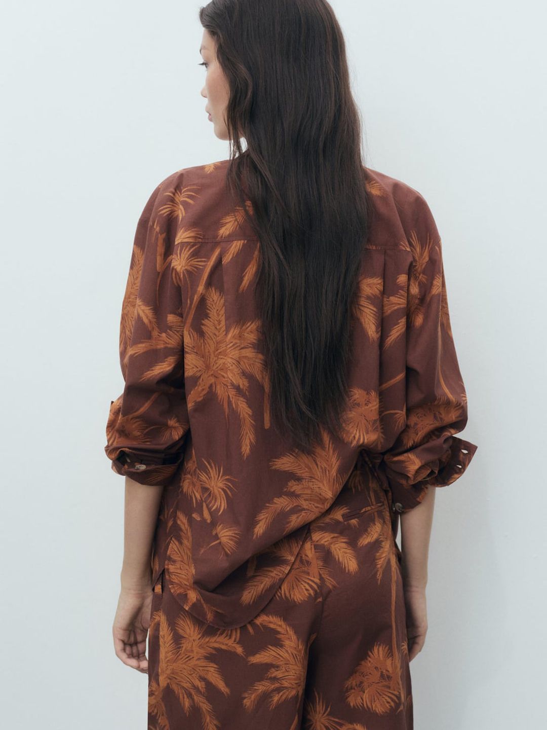 Tropical Print Oversized Casual Shirt