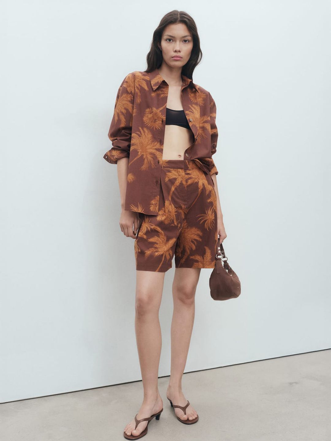 Tropical Print Oversized Casual Shirt