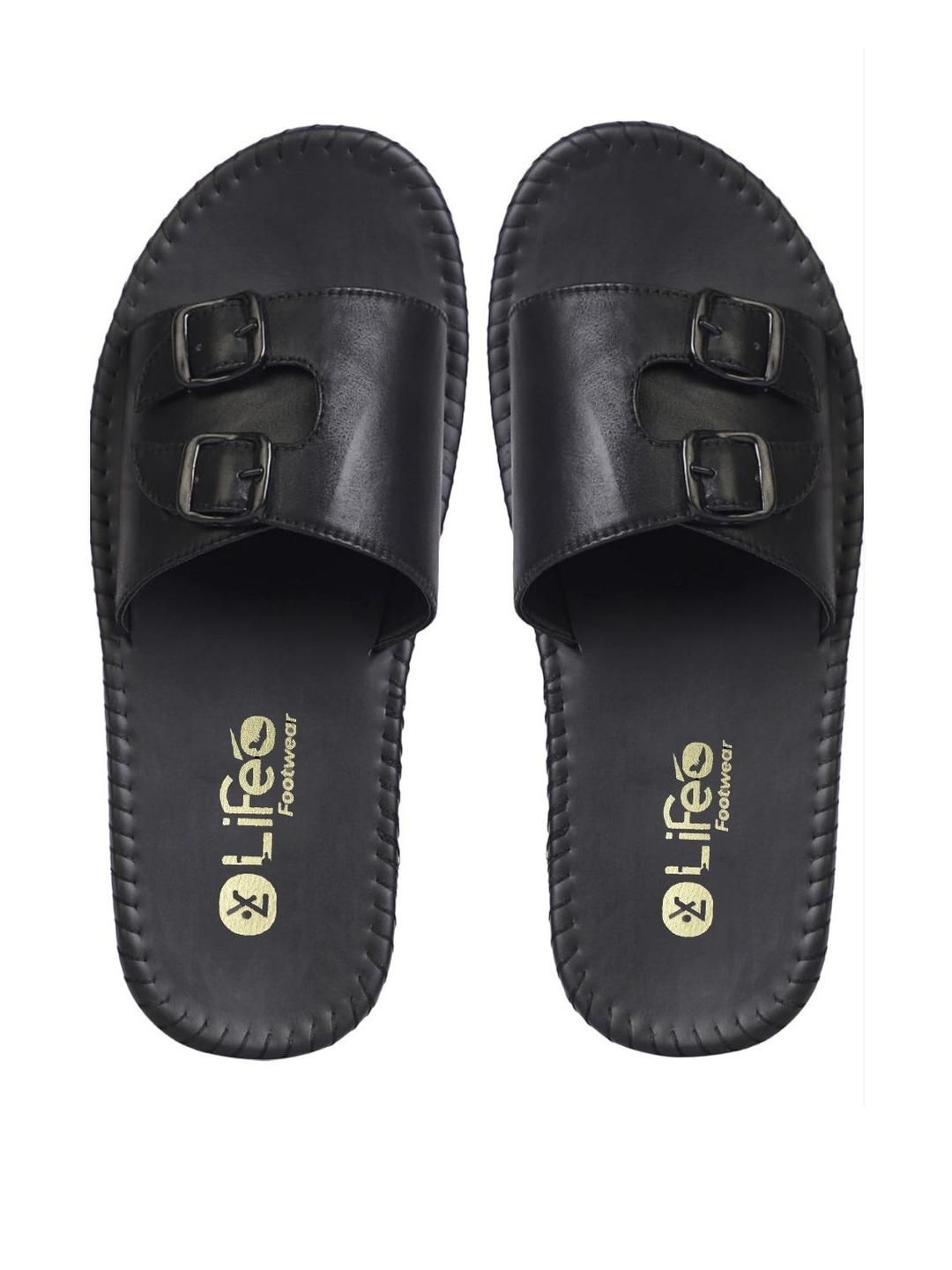 LIFA TRADERS Men Black Synthetic Comfort Sandals
