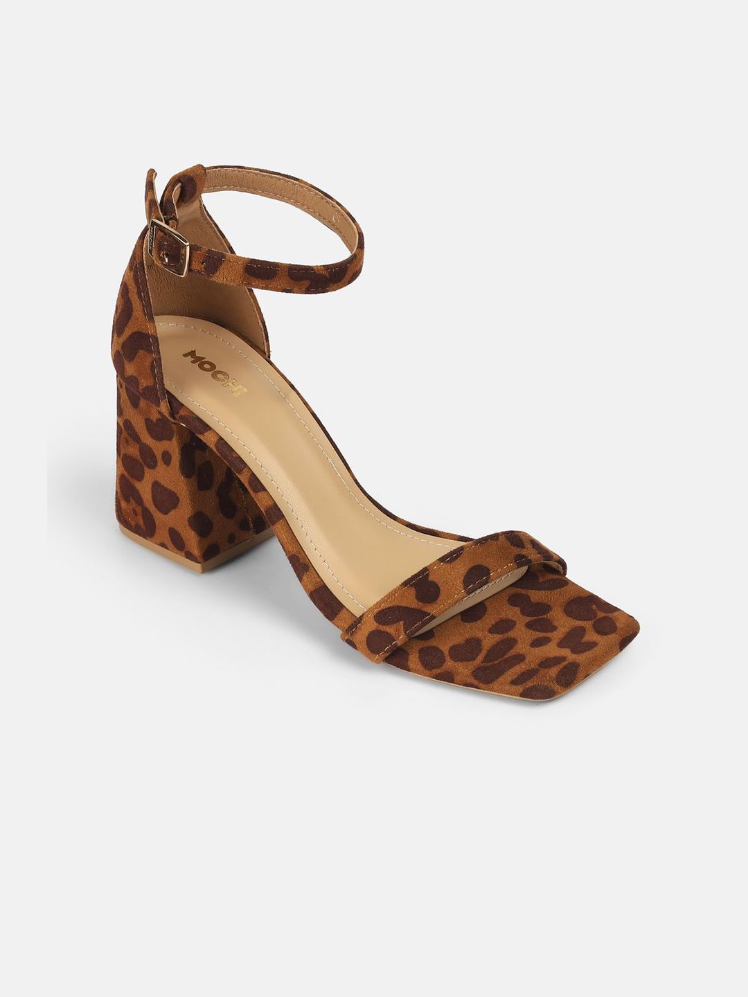 Mochi Mochi Printed Open Toe Block Heel Sandals