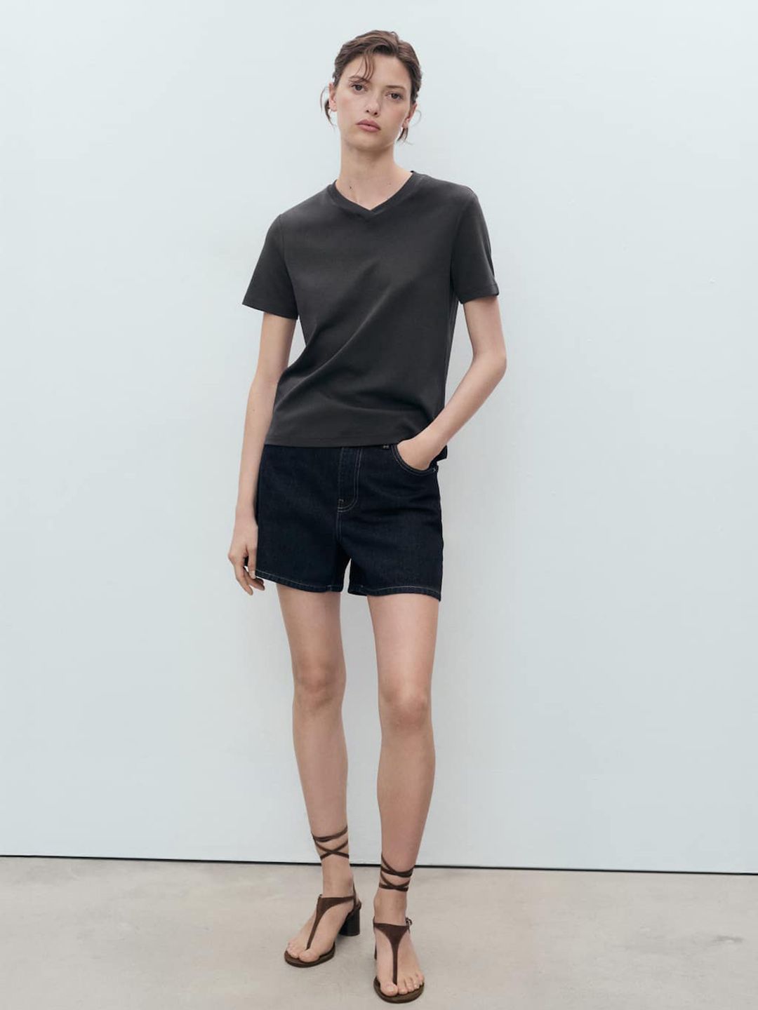 V-Neck Pure Cotton T-shirt
