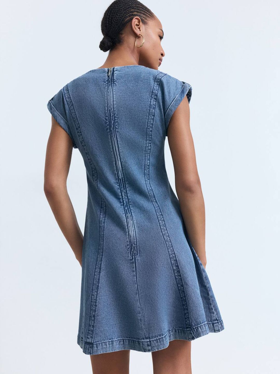 Denim Pure Cotton A-Line Mini Dress