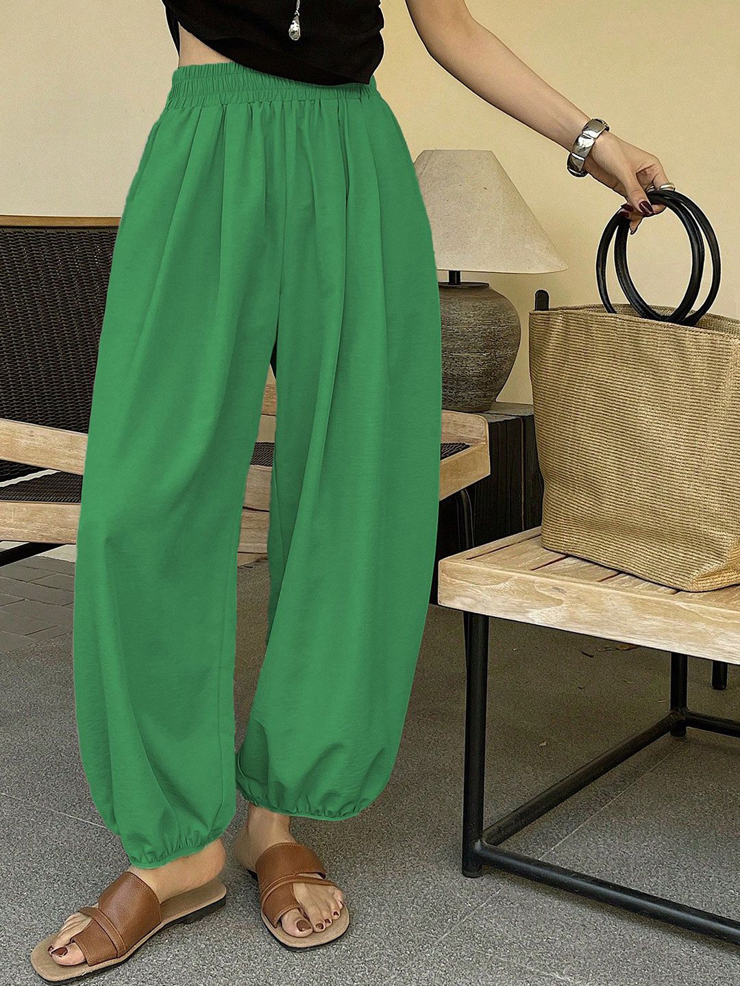 Buy Kotty Women Relaxed Fit High-Rise Balloon Pants Trousers with