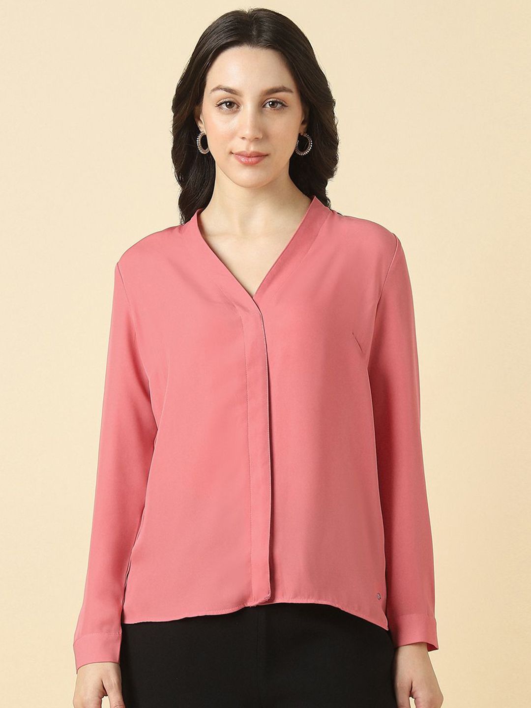 Allen Solly Woman Allen Solly Woman Solid Collarless Formal Shirt