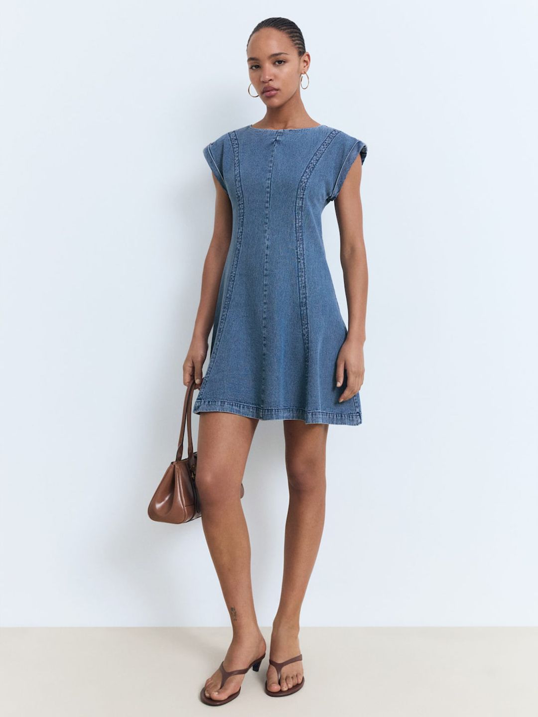 Denim Pure Cotton A-Line Mini Dress