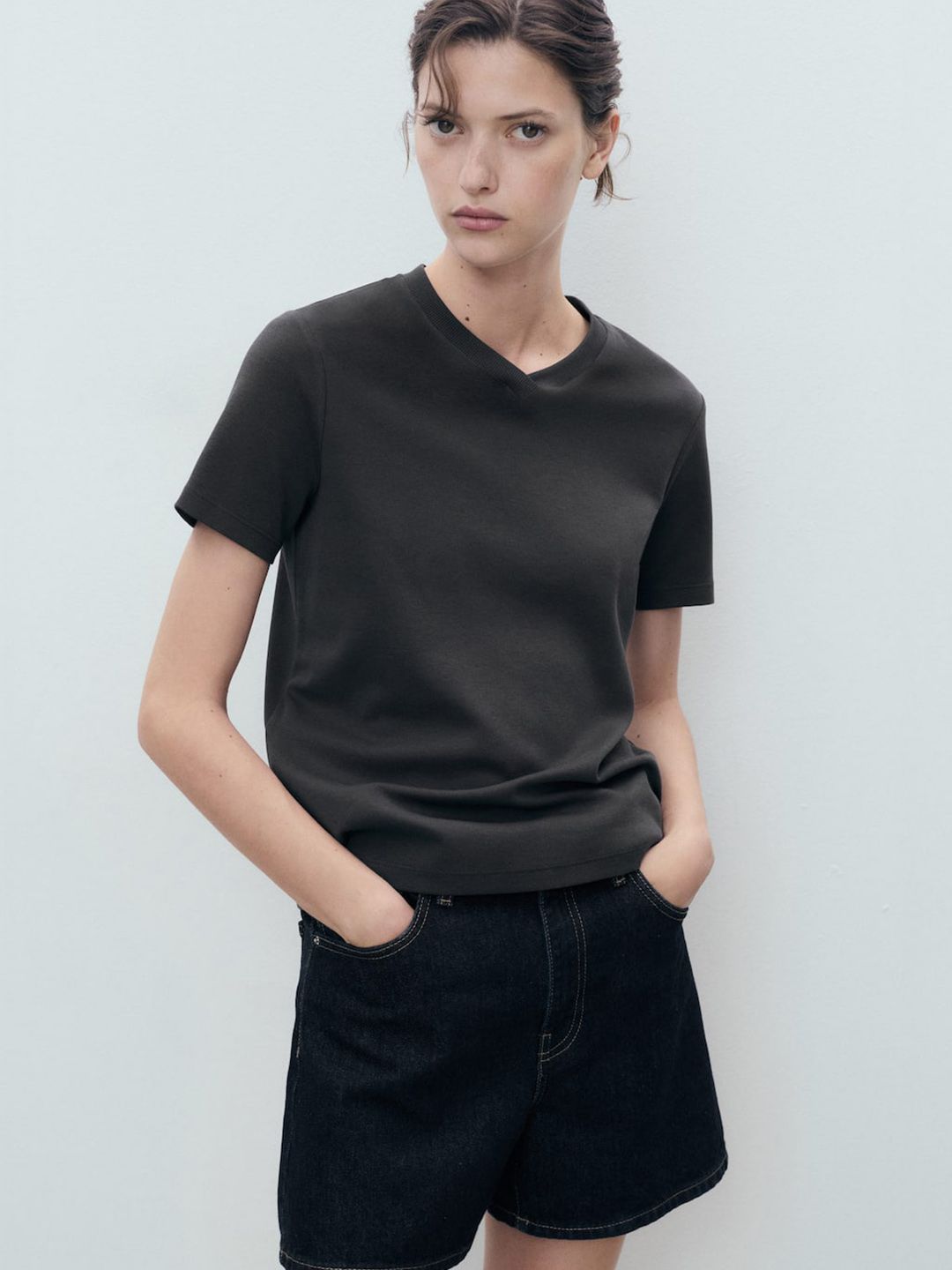 V-Neck Pure Cotton T-shirt