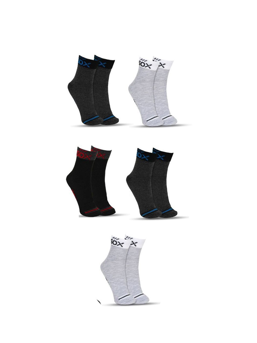 BTfash Men Pack Of 6 Cotton Patterned Assorted Ankle-Length Socks