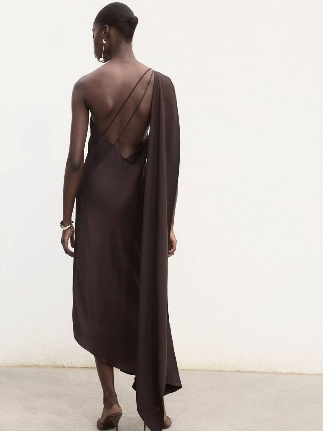 Draped Asymmetric Styled Back Dress