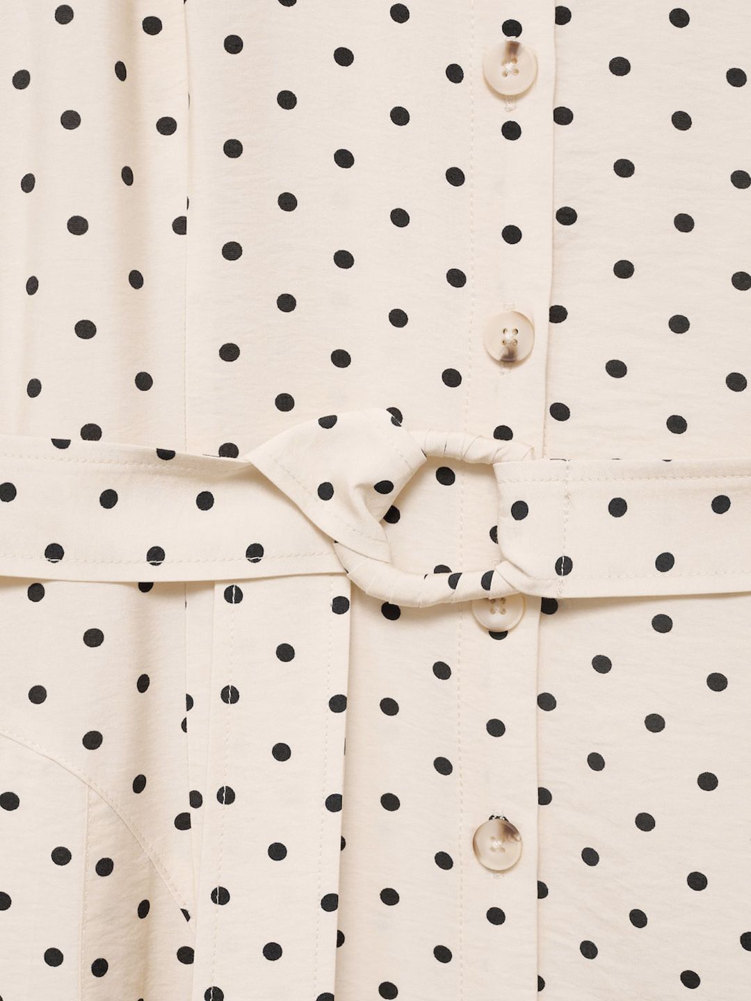 Polka Dot Printed Shirt Style Dress With Belt