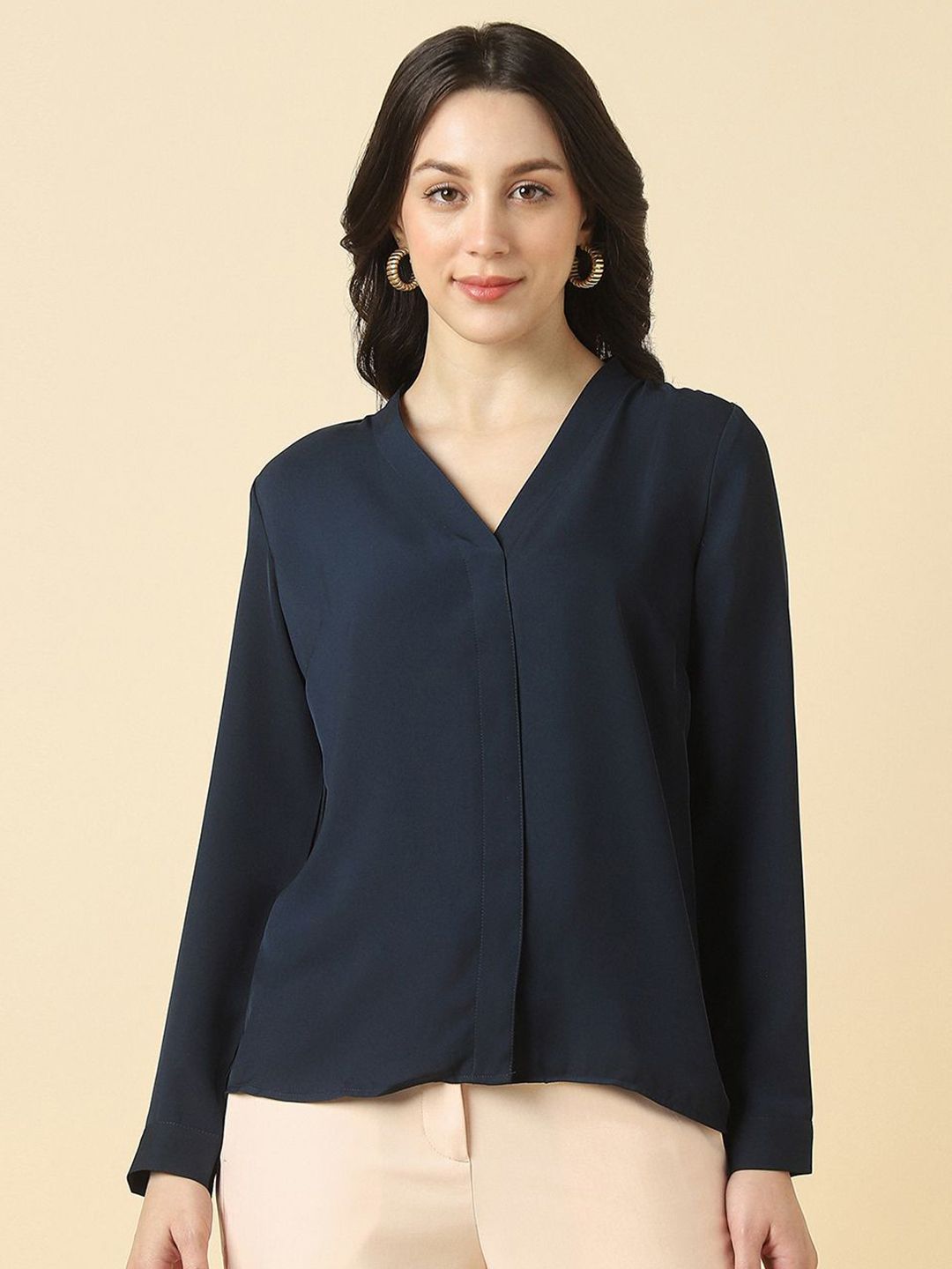 Allen Solly Woman Allen Solly Woman Solid Collarless Casual Shirt