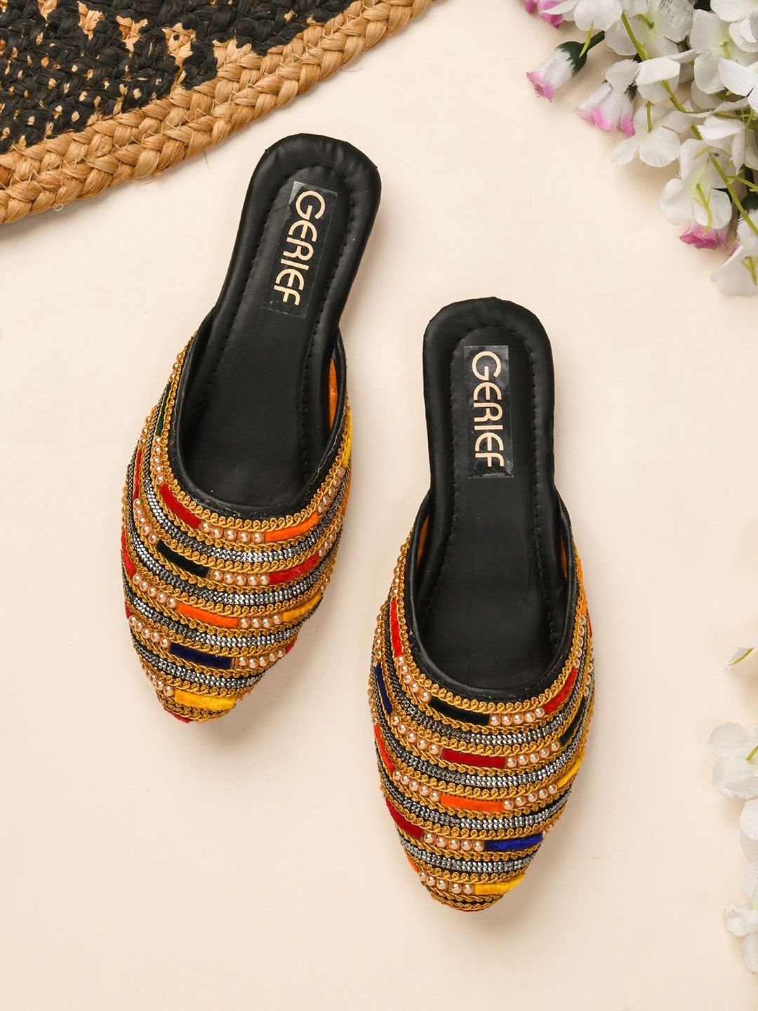 GERIEF GERIEF Women Embellished Slip-On Mules