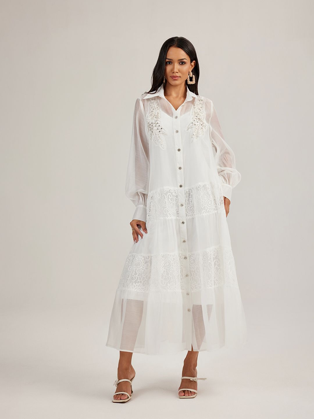 Buy JC Collection Women Embroidered Embellished Cuffed Sleeves