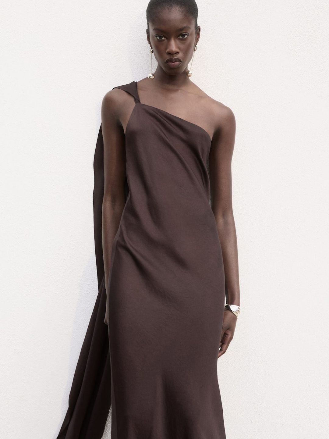 Draped Asymmetric Styled Back Dress
