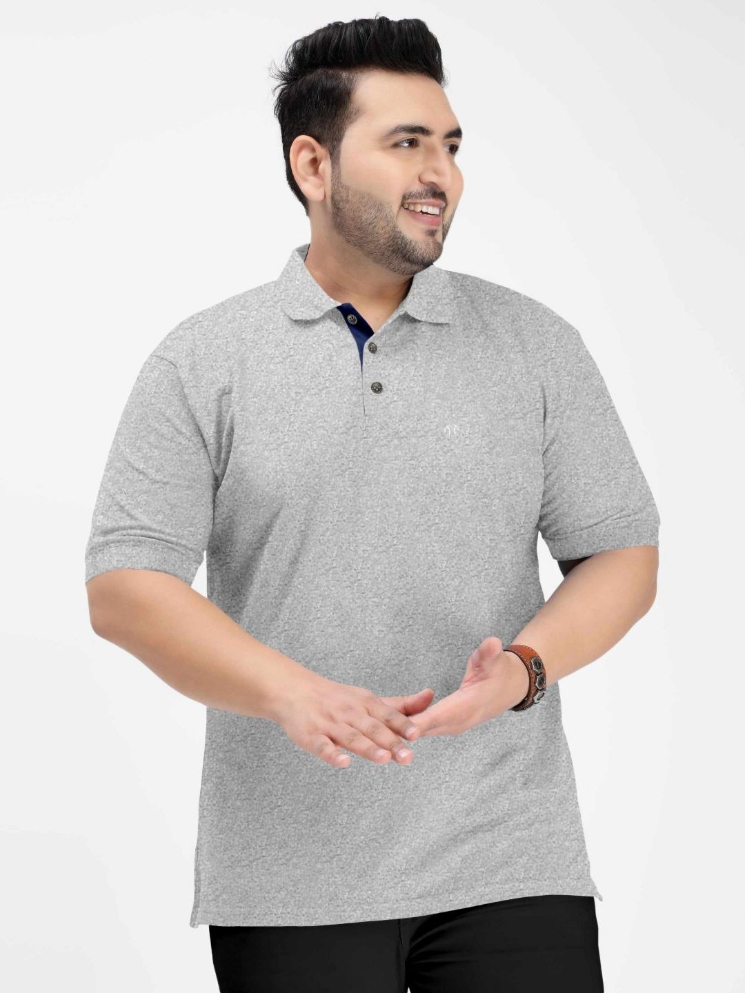 Triptee Men Plus Size Solid Polo Collar Pure Cotton T-shirt