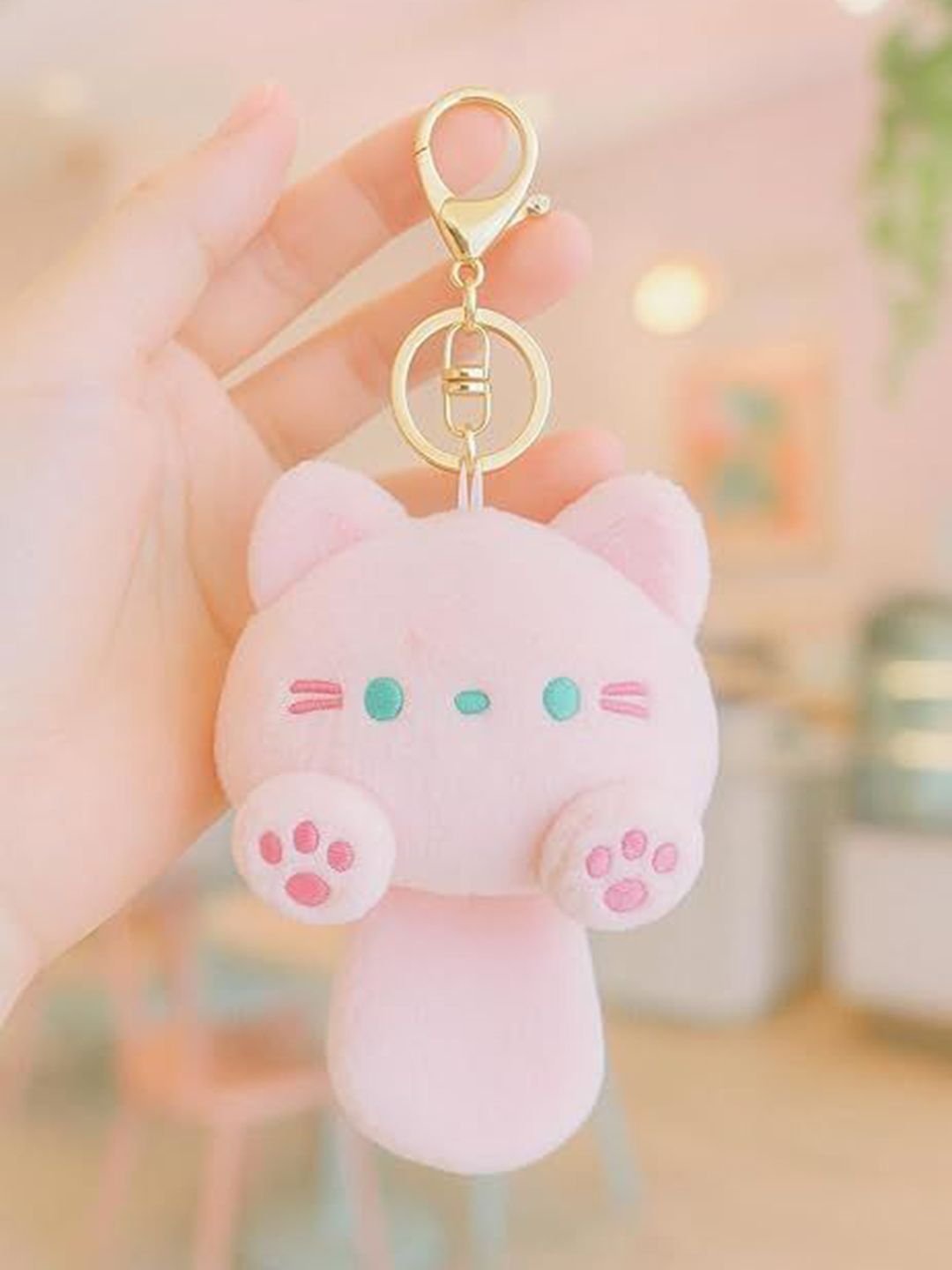 CAT♡ショルダー Pink New Dimension Store Adorable Pink Cat Sitting On The Moon Figurine